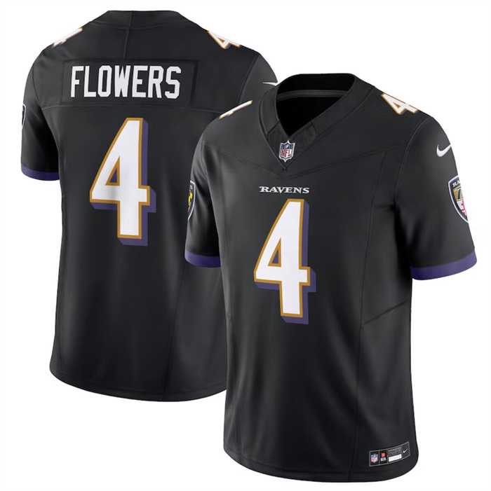 Men & Women & Youth Baltimore Ravens #4 Zay Flowers Black 2023 F.U.S.E. Vapor Limited Stitched Jersey->baltimore ravens->NFL Jersey